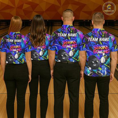 Funny Colorful Graffiti Pattern Bowling Shirts For Women Custom Bowling Team Jersey Polo & 1/4 Zip TDM6528