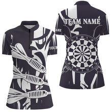 Load image into Gallery viewer, Black White Big Darts Arrow Custom Darts Shirts For Women, Best Darts Tournament Jerseys For Team TDM2506