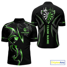 Load image into Gallery viewer, Black And Green Dartboard Crown Dart Shirts For Men Custom Dart Jersey Team Polo &amp; Quarter Zip TDM4791