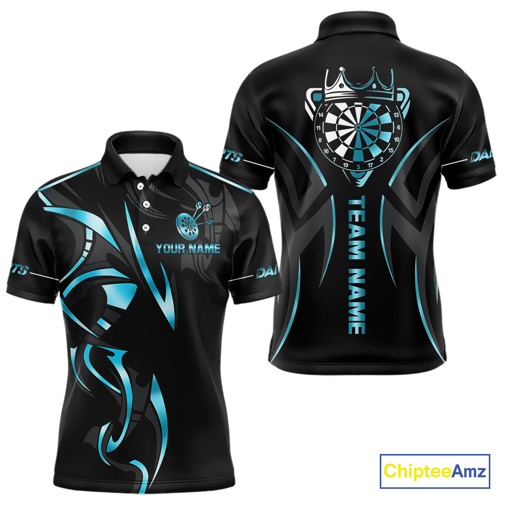 Black And Blue Dartboard Crown Dart Shirts For Men Custom Dart Jersey Team Polo & Quarter Zip TDM4792