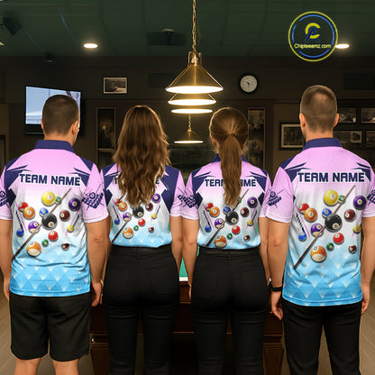 Personalized Colorful Billiard Shirt For Men Custom 8 Ball Pool Team Jersey Polo & 1/4 Zip TDM5471
