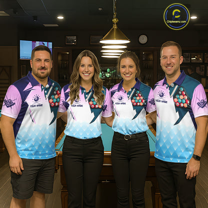 Personalized Colorful Billiard Shirt For Men Custom 8 Ball Pool Team Jersey Polo & 1/4 Zip TDM5471