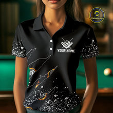 Load image into Gallery viewer, Custom 8 Ball Fire Black Grunge Billiard Shirts For Women, Billiard Team Shirts Pool Jerseys TDM4015