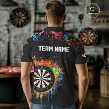 Load image into Gallery viewer, Funny Dartboard Colorful Paint Splash Custom Dart Shirts For Men, Darts Team Jerseys |Black TDM4016
