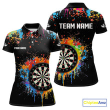 Load image into Gallery viewer, Funny Dartboard Colorful Paint Splash Custom Dart Shirts For Women, Darts Team Jerseys |Black TDM4016