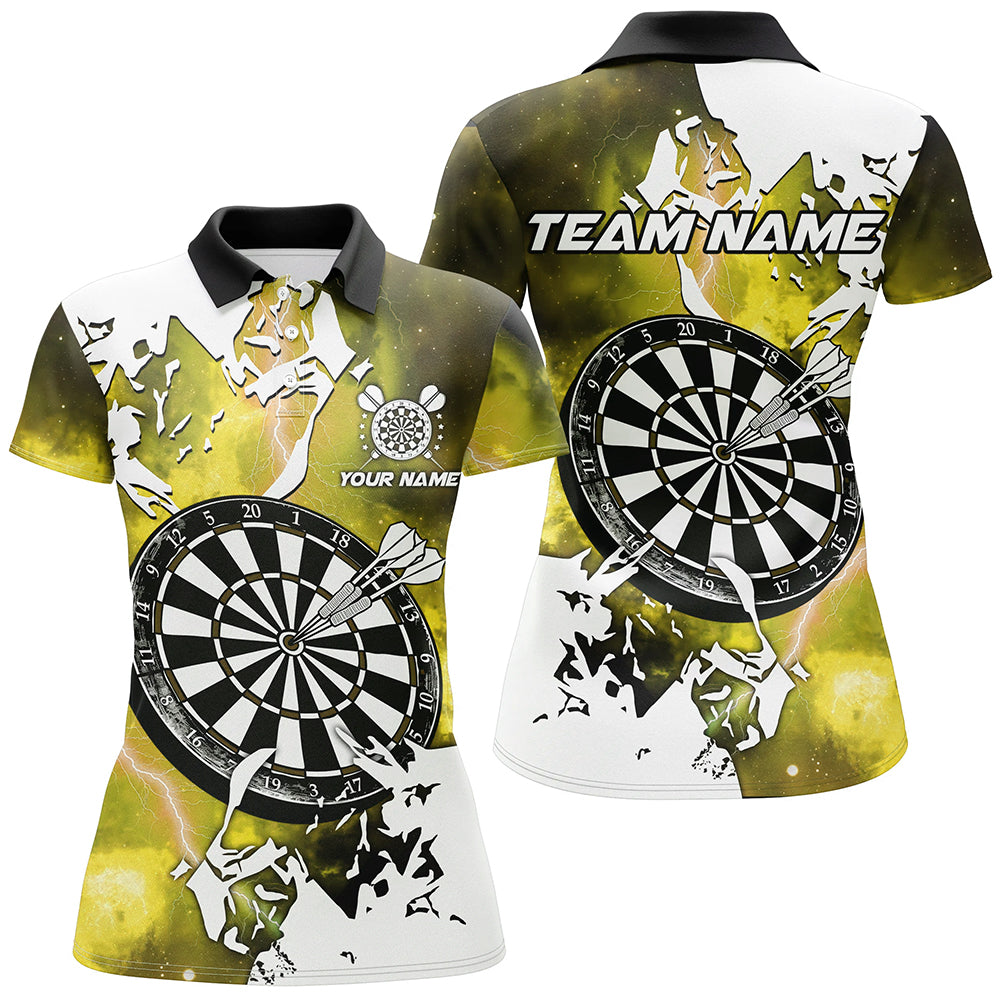 Lightning Grunge Dartboard Custom 3D Printed Darts Shirts For Women, Darts Team Jerseys |Yellow TDM2259