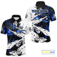 Load image into Gallery viewer, Personalized Lightning Skull Billiard Shirts For Men Custom Billiard Jerseys Grunge Style |Blue TDM5220