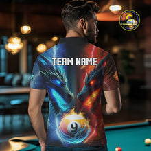 Load image into Gallery viewer, Blue And Orange Custom Dragon 9 Ball Pool Billiard Shirt For Men, Billiard Jersey Polo &amp; 1/4 Zip TDM5232