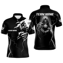 Load image into Gallery viewer, Black Skeleton Lightning Thunder Custom Men Billiard Shirts, Billiard Pool Team Jerseys Uniform TDM2921