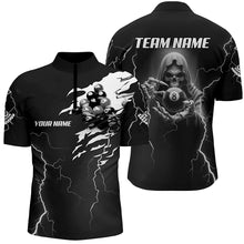 Load image into Gallery viewer, Black Skeleton Lightning Thunder Custom Men Billiard Shirts, Billiard Pool Team Jerseys Uniform TDM2921