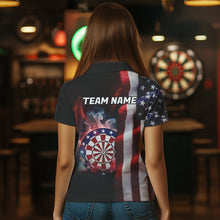Load image into Gallery viewer, Personalized Lightning American Flag Dartboard Smoke Dart Shirts For Women Team Patriotic Dart Jersey TDM3745