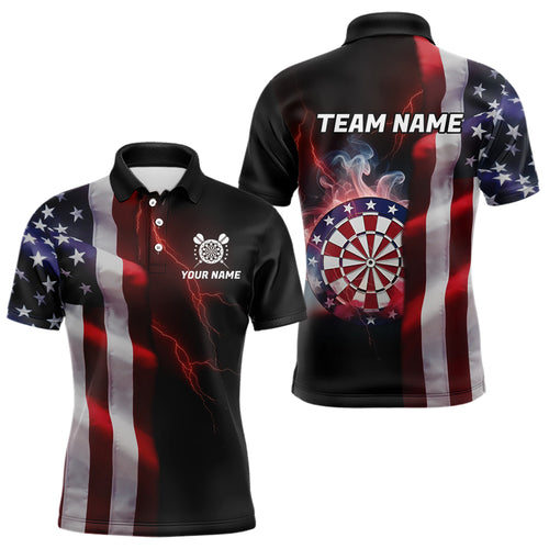 Personalized Lightning American Flag Dartboard Smoke Dart Shirts For Men Team Patriotic Dart Jersey TDM3745