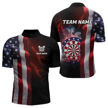 Load image into Gallery viewer, Personalized Lightning American Flag Dartboard Smoke Dart Shirts For Men Team Patriotic Dart Jersey TDM3745