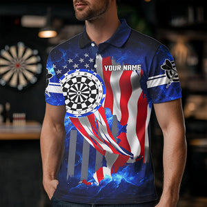 American Flag Darts Board Blue Galaxy Men Darts Polo Shirts Custom Patriotic League Darts Jersey TDM1473