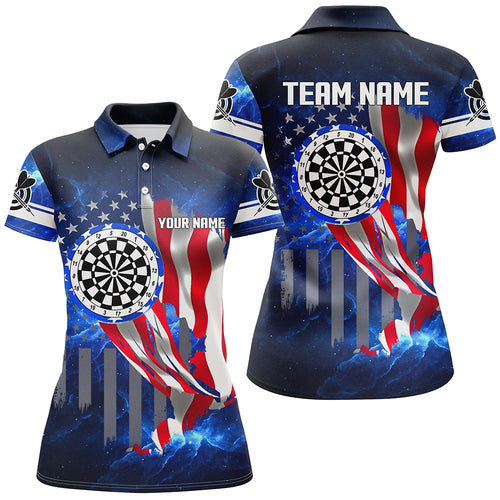 American Flag Darts Board Blue Galaxy Women Darts Polo Shirts Custom Patriotic League Darts Jersey TDM1473