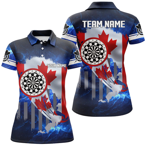 Canada Flag Darts Board Blue Galaxy Women Darts Polo Shirts Custom Patriotic League Darts Jersey TDM1474