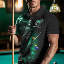 Load image into Gallery viewer, Turquoise Grim Reaper Billiard Shirts For Men Custom Thunder Lightning Team League Billiard Jersey TDM4601