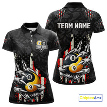 Load image into Gallery viewer, Funny Claw Tearing US Flag Yin-Yang Billiard Shirt For Women Custom 8 &amp; 9 Ball Billiard Team Jerseys TDM4605