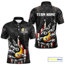 Load image into Gallery viewer, Funny Claw Tearing Us Flag Yin-Yang Billiard Shirt For Men Custom 8 &amp; 9 Ball Billiard Team Jerseys TDM4605