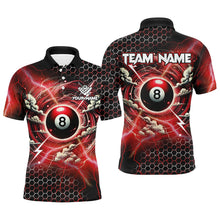 Load image into Gallery viewer, Funny Storm Thunder 8 Ball Pool Custom Billiard Shirts For Men, 8 Ball Shirts Billiard Jersey | Red TDM2524