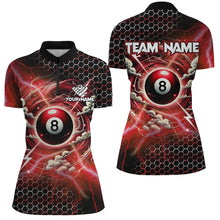 Load image into Gallery viewer, Funny Storm Thunder 8 Ball Pool Custom Billiard Shirts For Women, 8 Ball Shirts Billiard Jersey | Red TDM2524