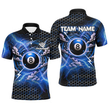 Load image into Gallery viewer, Funny Storm Thunder 8 Ball Pool Custom Billiard Shirts For Men, 8 Ball Shirt Billiard Jersey |Blue TDM2525