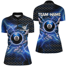 Load image into Gallery viewer, Funny Storm Thunder 8 Ball Pool Custom Billiard Shirts For Women, 8 Ball Shirt Billiard Jersey |Blue TDM2525