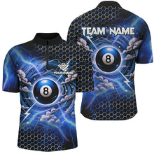 Load image into Gallery viewer, Funny Storm Thunder 8 Ball Pool Custom Billiard Shirts For Men, 8 Ball Shirt Billiard Jersey |Blue TDM2525