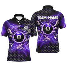 Load image into Gallery viewer, Funny Storm Thunder 8 Ball Pool Custom Billiard Shirts For Men 8 Ball Shirt Billiard Jersey |Purple TDM2526