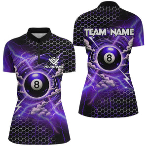 Funny Storm Thunder 8 Ball Pool Custom Billiard Shirts For Women 8 Ball Shirt Billiard Jersey |Purple TDM2526