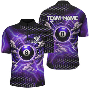 Funny Storm Thunder 8 Ball Pool Custom Billiard Shirts For Men 8 Ball Shirt Billiard Jersey |Purple TDM2526