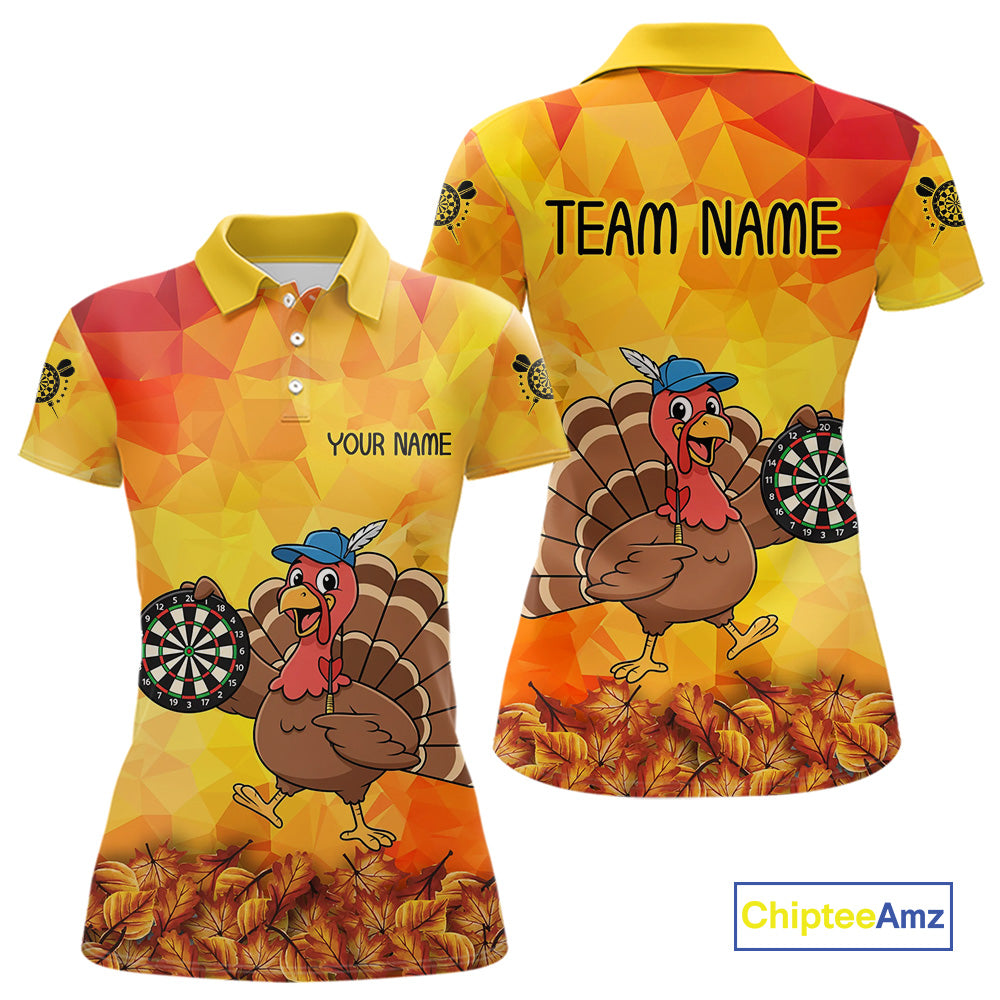 Funny Turkey Autumn Darts Shirt For Women Custom Thanksgiving Shirt For Dart Lover, Darts Jersey TDM4804
