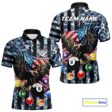 Load image into Gallery viewer, Blue Camo American Flag Eagle 8 Ball Billiard Shirt For Men Custom Patriotic Pool Team Jerseys TDM4809