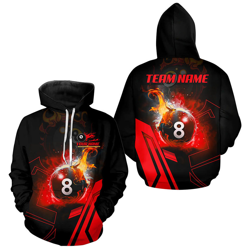 Personalized Billiard Red 8 Ball Flame 3D Hoodie For Men Women Custom 8 Ball Hoodie Billiard Jerseys TDM0382