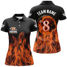 Load image into Gallery viewer, 3D Orange Flaming 8 Ball Pool Magic Women Billiard Polo &amp; 1/4 Zip Shirt Custom Pool Player Jersey TDM2771