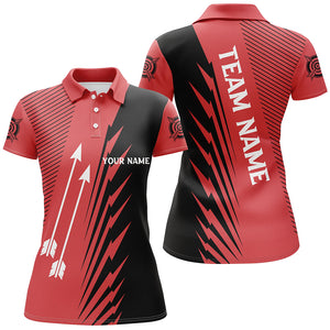 Custom Red Black Archery Arrows Polo Shirts For Women Personalized Name Archery Jerseys Shirts TDM0606