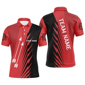 Custom Red Black Archery Arrows Polo Shirts For Men Personalized Name Archery Jerseys Shirts TDM0606
