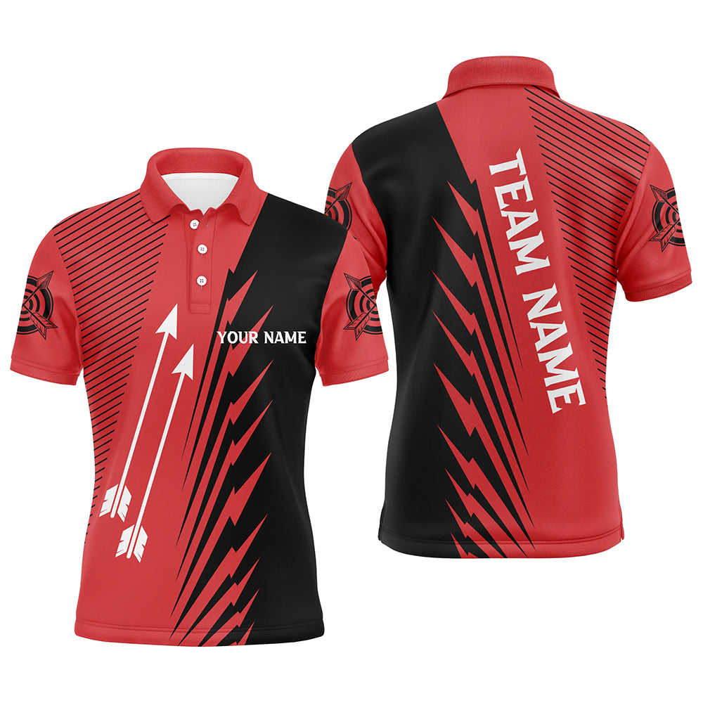 Custom Red Black Archery Arrows Polo Shirts For Men Personalized Name Archery Jerseys Shirts TDM0606