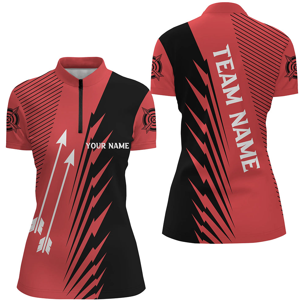 Custom Red Black Archery Arrows Quarter-Zip Shirts For Women Personalized Archery Jerseys  TDM0606