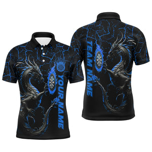 Personalized Blue Big Dragon 3D Printed Darts Shirts For Men Custom Team League Darts Jerseys TDM3006