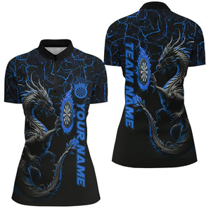 Personalized Blue Big Dragon 3D Printed Darts Shirts For Women Custom Team League Darts Jerseys TDM3006