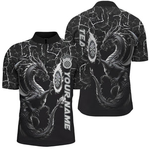 Personalized Black White Big Dragon 3D Printed Dart Shirts For Men Custom Team League Darts Jerseys TDM3007