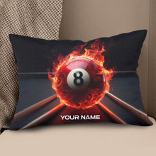 Load image into Gallery viewer, Personalized Flaming 8 Ball Pool Cue Billiard Pillow, Best Pillows Gifts TDM0748