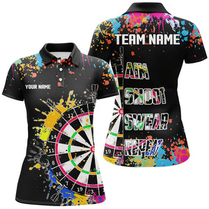 Funny Dartboards Colorful Paint Aim Shoot Swear Repeat Custom Women Darts Shirt, Dart Jerseys |Black TDM2778