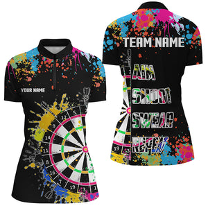 Funny Dartboards Colorful Paint Aim Shoot Swear Repeat Custom Women Darts Shirt, Dart Jerseys |Black TDM2778