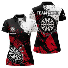 Load image into Gallery viewer, Red Black Grunge Darts Polo, 1/4 Zip Custom Women Dart Shirt Dart Team Jersey TDM3594