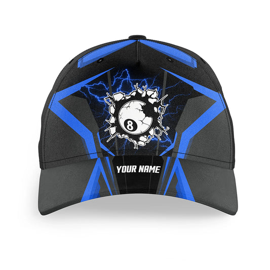 Personalized Funny 8 Ball Pool Blue Billiards Caps, Custom Billiards Hats Gifts For Pool Player TDM1262