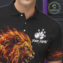 Load image into Gallery viewer, Personalized Fire Flame Lion Bowling Jersey For Men Custom Bowling Team Shirt Polo &amp; 1/4 Zip TDM6115