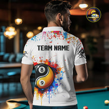 Load image into Gallery viewer, Funny Yin Yang 8 Ball &amp; 9 Ball Colorful Splash Custom Men&#39;s Billiard Shirts, Pool Jerseys|White TDM4018