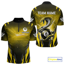 Load image into Gallery viewer, Personalized Thunder Lightning Cobra Snake Men Billiard Shirts, 8 Ball Billiard Team Jersey|Yellow TDM4021
